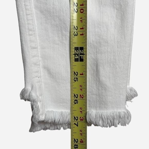 Madewell 10” High Rise Skinny Jeans 26 White Crop Raw Hem Button Front - Picture 11 of 16